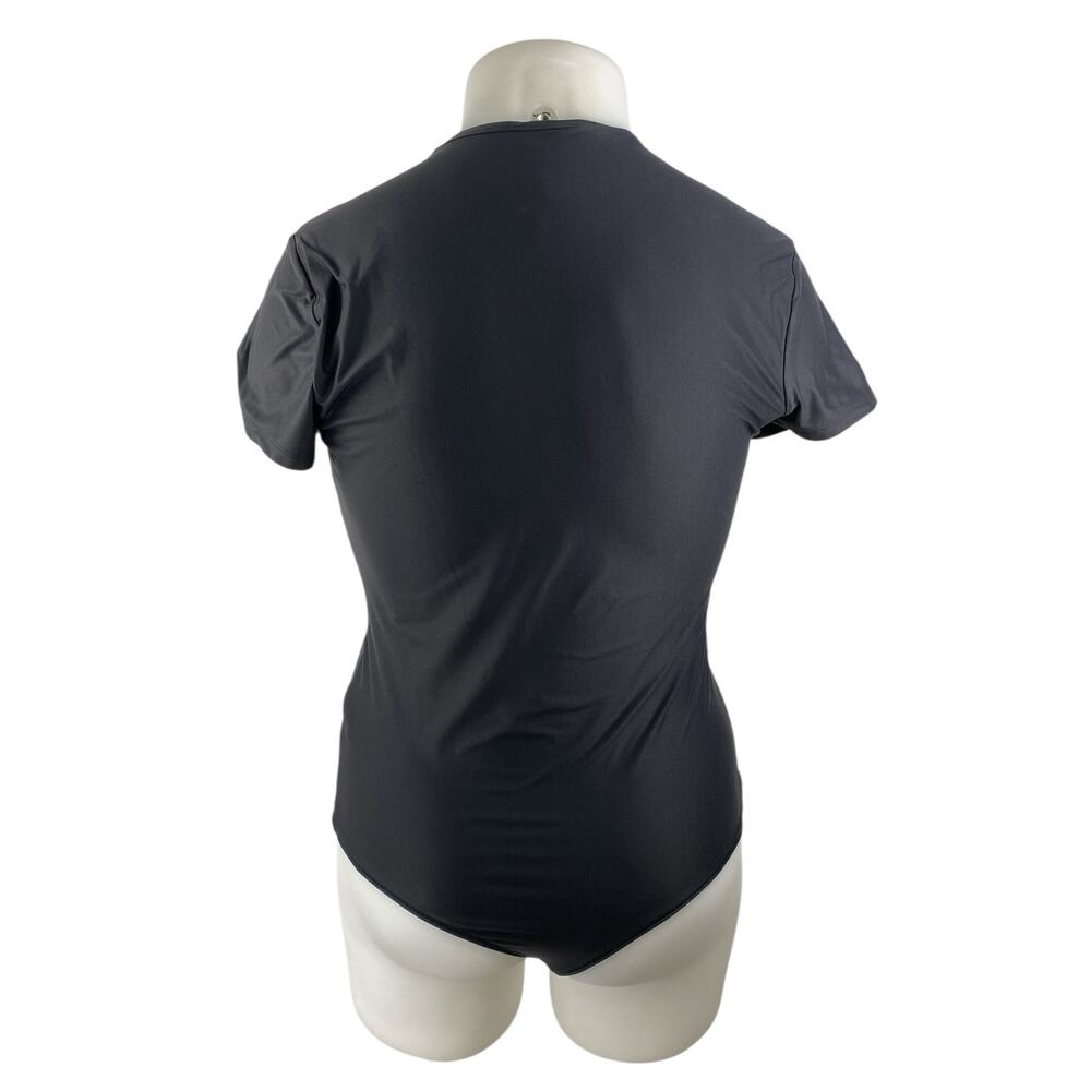 Abercrombie & Fitch Black Crew Neck Short Sleeve One Piece Bodysuit Top Size XL - Picture 2 of 4